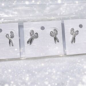 Silver Rhinestone Scissor Earrings